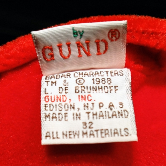 Vintage 1988 Gund King BABAR Elephant 13” Plush Stuffed Animal Red Velvet Suit - Picture 6 of 12